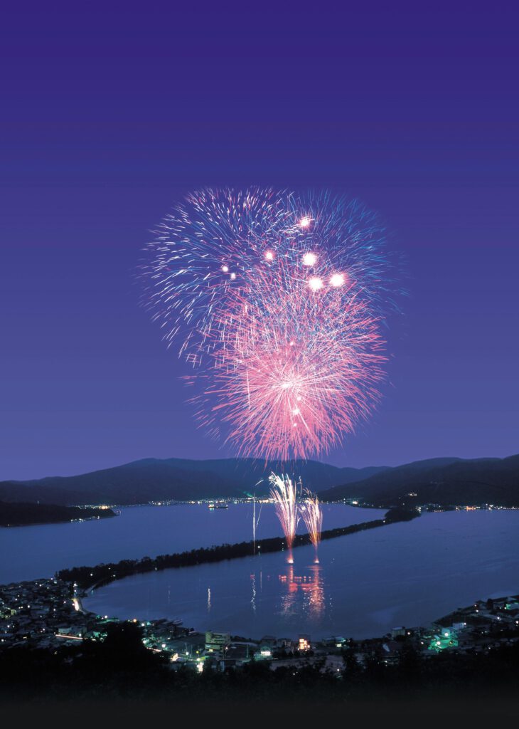 Amanohashidate Winter Fireworks (Vertical)
